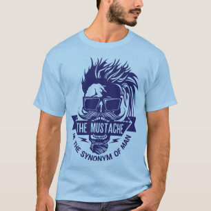 T-shirt tete de mort hipster citation mustache synonym mou