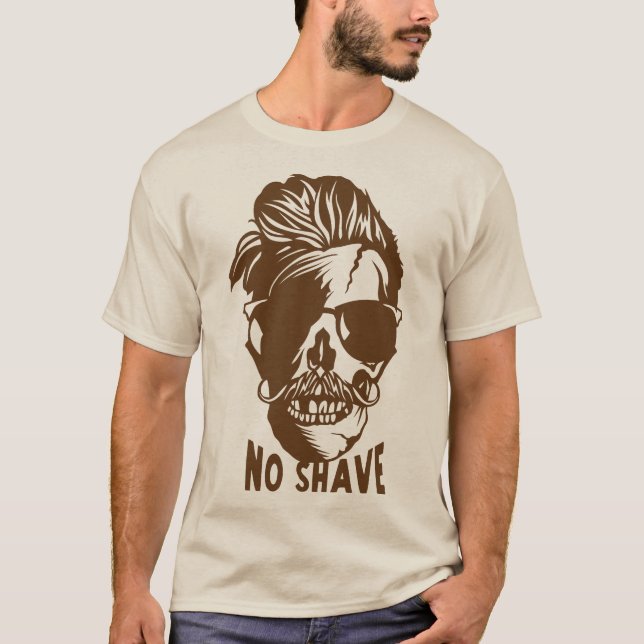 T-shirt tete de mort hipster citation no shave coiffure mo (Devant)
