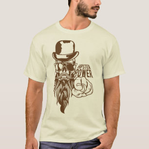 T-shirt tete de mort hipster citation power barbe moustach