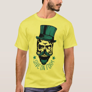 T-shirt tete de mort hipster citation save foam barbe chap