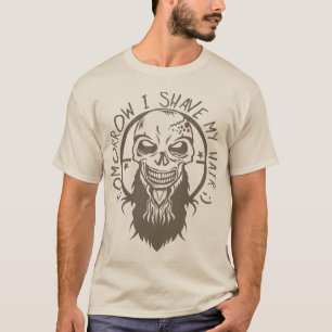 T-shirt tete de mort hipster citation shave hair barbe bar