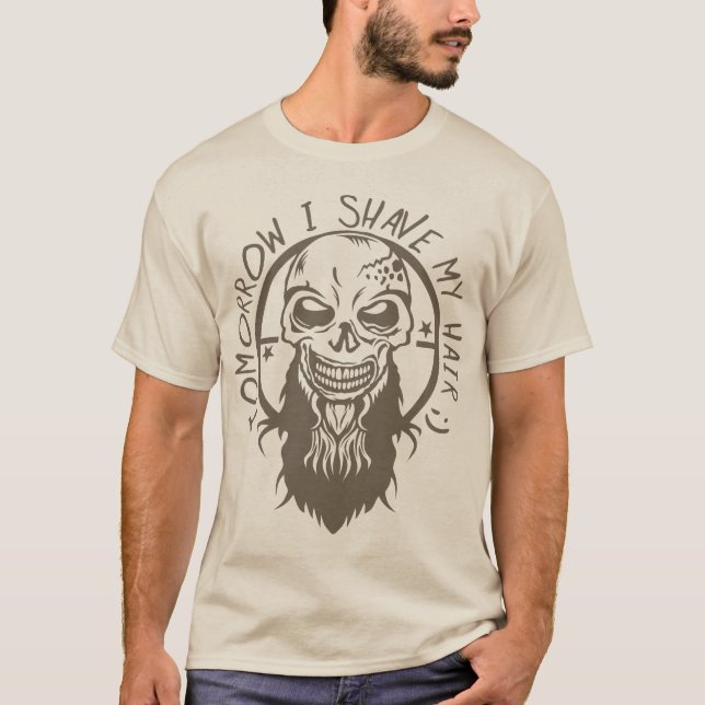 T-shirt tete de mort hipster citation shave hair barbe bar (Devant)