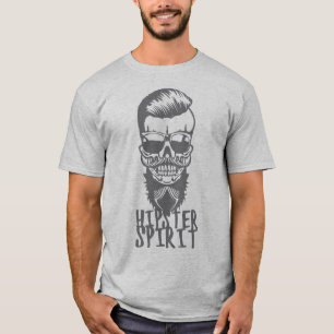 T-shirt tete de mort hipster citation spirit barbe moustac