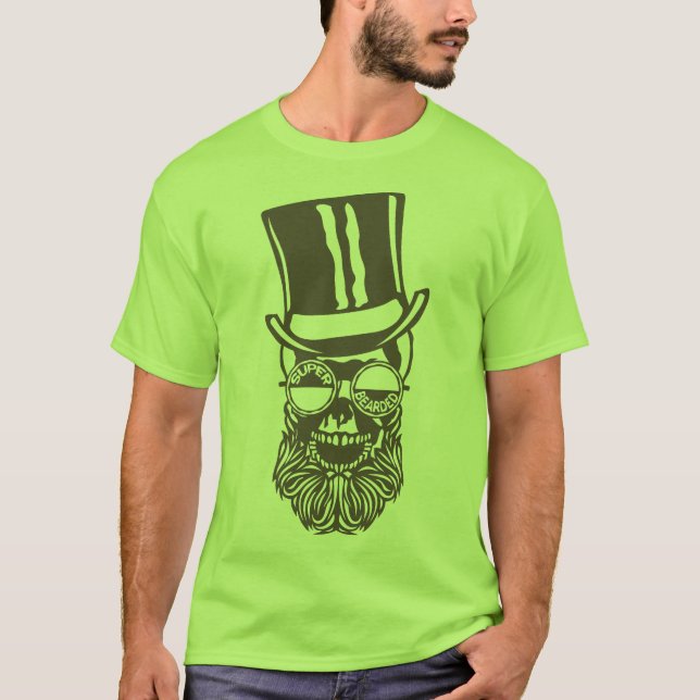 T-shirt tete de mort hipster citation super bearded barbe  (Devant)
