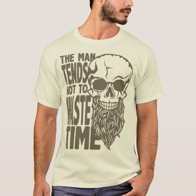 T-shirt tete de mort hipster citation tends waste time bar (Devant)