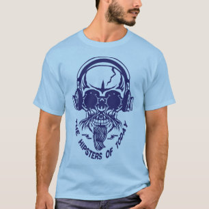 T-shirt tete de mort hipster citation today casque audio l