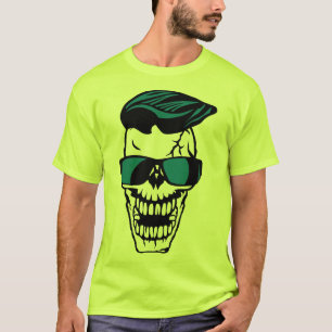 T-shirt tete de mort hipster coiffure lunette soleil 