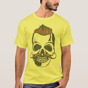 T-shirt tete de mort hipster coiffure punk moustache 2211