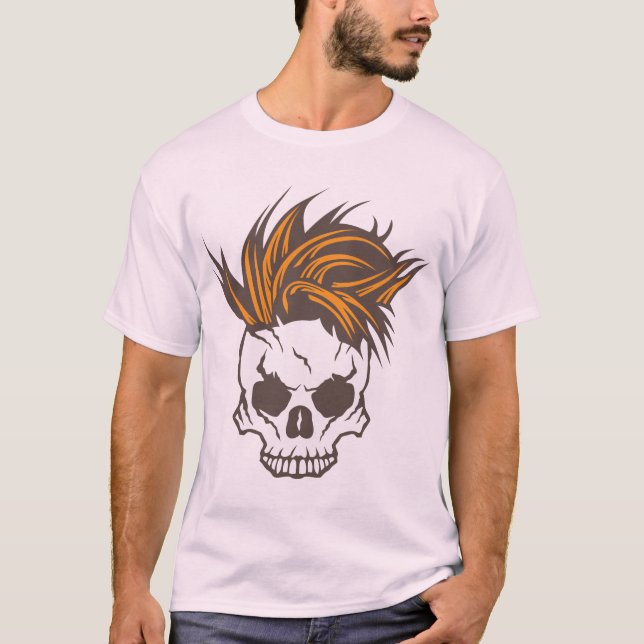T-shirt tete de mort hipster coiffure punk skull 2011 (Devant)