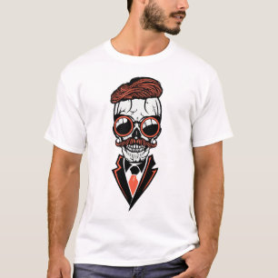 T-shirt tete de mort hipster costume cravate moustache cra