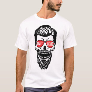 T-shirt tete de mort hipster craft beard citation barbe mo