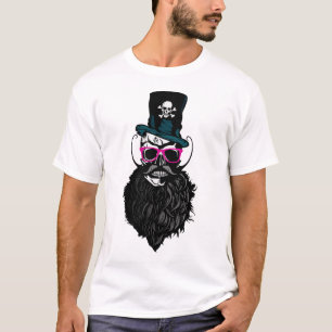 T-shirt tete de mort hipster crane barbu barbe moustache m