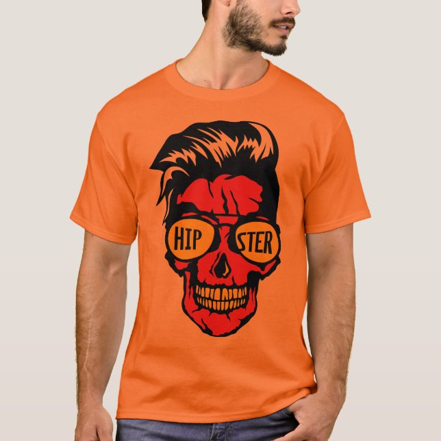 T-shirt tete de mort hipster crane coiffure lunette mot (Devant)