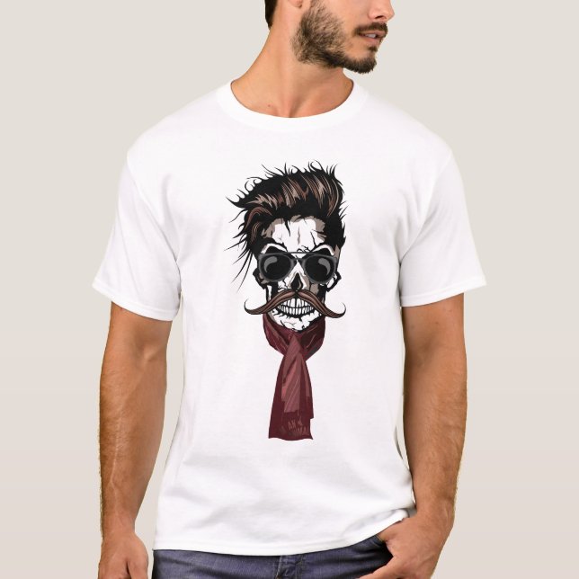 T-shirt tete de mort hipster crane foulard echarpe skull m (Devant)