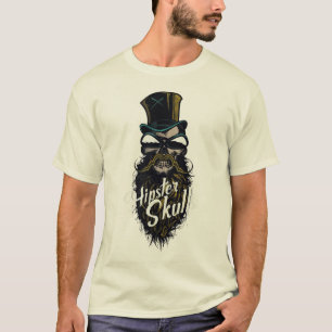 T-shirt tete de mort hipster crane logo skull barbu mousta