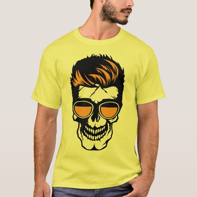 T-shirt tete de mort hipster crane lunette de soleil coiff (Devant)