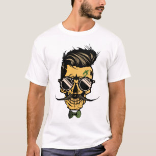 T-shirt tete de mort hipster crane moustache lunette de so