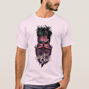 T-shirt tete de mort hipster crane skull barbe moustache p