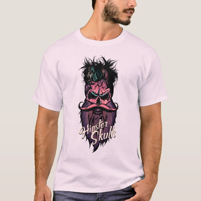 T-shirt tete de mort hipster crane skull barbe moustache p (Devant)