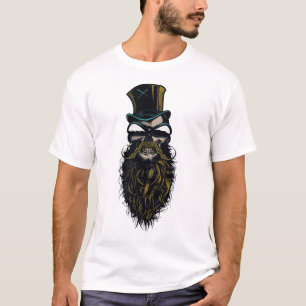 T-shirt tete de mort hipster crane skull barbu moustachu b