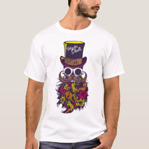 T-shirt tete de mort hipster crane skull chapeau barbe mou