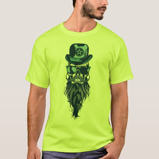 T-shirt tete de mort hipster crane skull chapeau melon bar (Devant)
