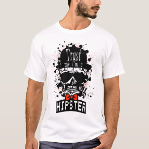 T-shirt tete de mort hipster crane skull chapeau melon lun