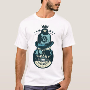 T-shirt tete de mort hipster crane skull chapeau melon mou