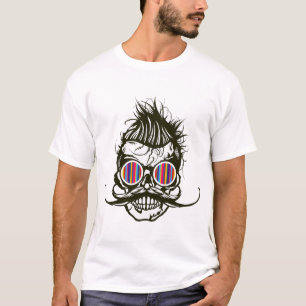 T-shirt tete de mort hipster crane skull coiffure punk lun