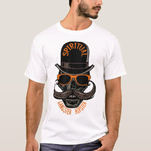 T-shirt tete de mort hipster crane skull gangster moustach
