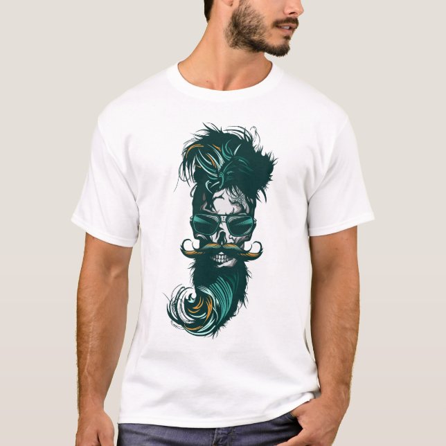 T-shirt tete de mort hipster crane skull lunette de soleil (Devant)