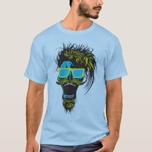 T-shirt tete de mort hipster crane skull moustache barbe b