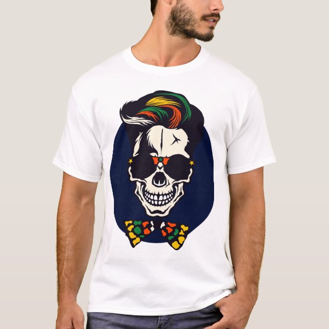 T-shirt tete de mort hipster crane skull noeud papillon ch (Devant)