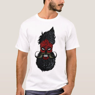 T-shirt tete de mort hipster diable crane barbu barbe mous
