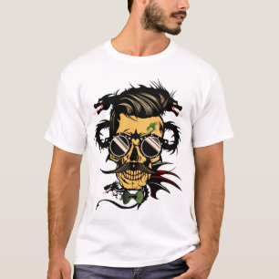 T-shirt tete de mort hipster dragon tribal crane moustache