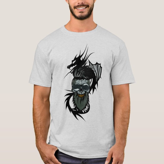 T-shirt tete de mort hipster dragon tribal lunette de sole (Devant)