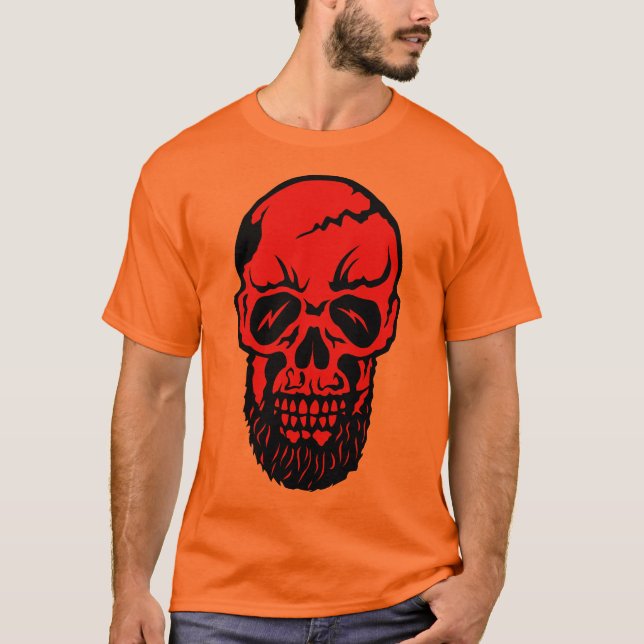 T-shirt tete de mort hipster eclair barbe crane 509 (Devant)