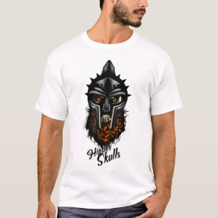 T-shirt tete de mort hipster gladiateur crane skull barbu 