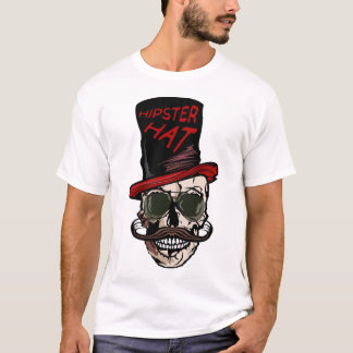 T-shirt tete de mort hipster hat citation moustache crane 