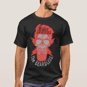 T-shirt tete de mort hipster jealous beardless citation ba