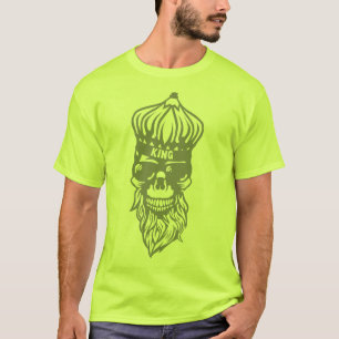 T-shirt tete de mort hipster king citation couronne barbe 