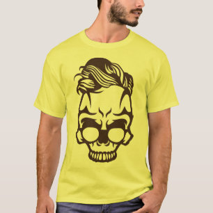T-shirt tete de mort hipster lunette coiffure 1809
