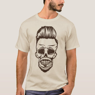 T-shirt tete de mort hipster moustache barbe 409