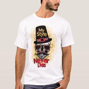 T-shirt tete de mort hipster moustache lunette de soleil c