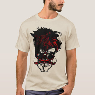 T-shirt tete de mort hipster moustache skull crane lunette