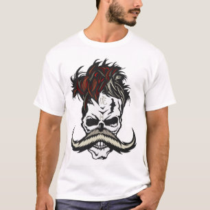 T-shirt tete de mort hipster poisson moustache signe tigre