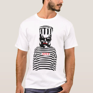 T-shirt tete de mort hipster prisonnier moustache crane sk