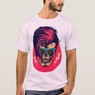 T-shirt tete de mort hipster punk crane skull eclair coiff