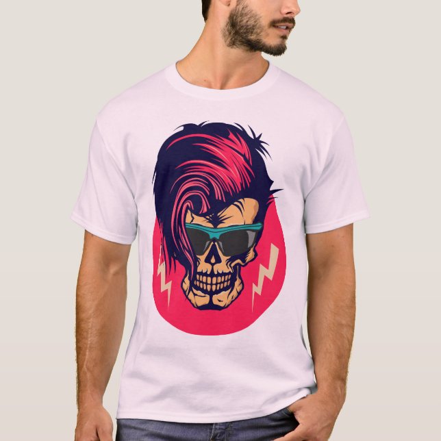 T-shirt tete de mort hipster punk crane skull eclair coiff (Devant)