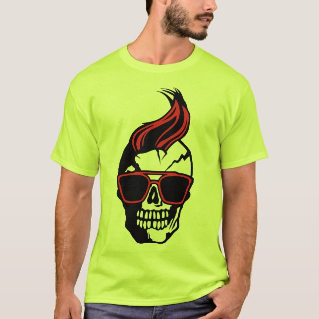 T-shirt tete de mort hipster punk lunette de soleil 2 (Devant)